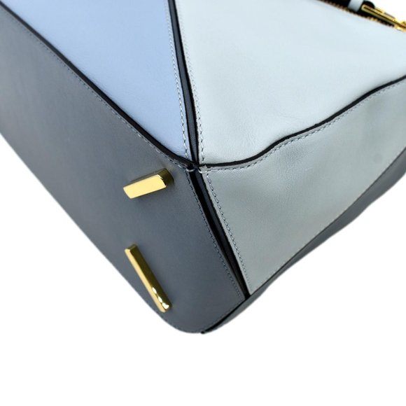 LOEWE  Puzzle Medium Calfskin Leather Shoulder Bag Aqua Light Blue - Picture 7 of 13